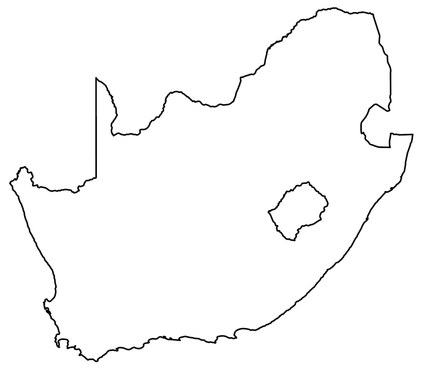 South Africa Blank Outline Map Glossy Poster Picture Photo Print Banner  Booma Prints