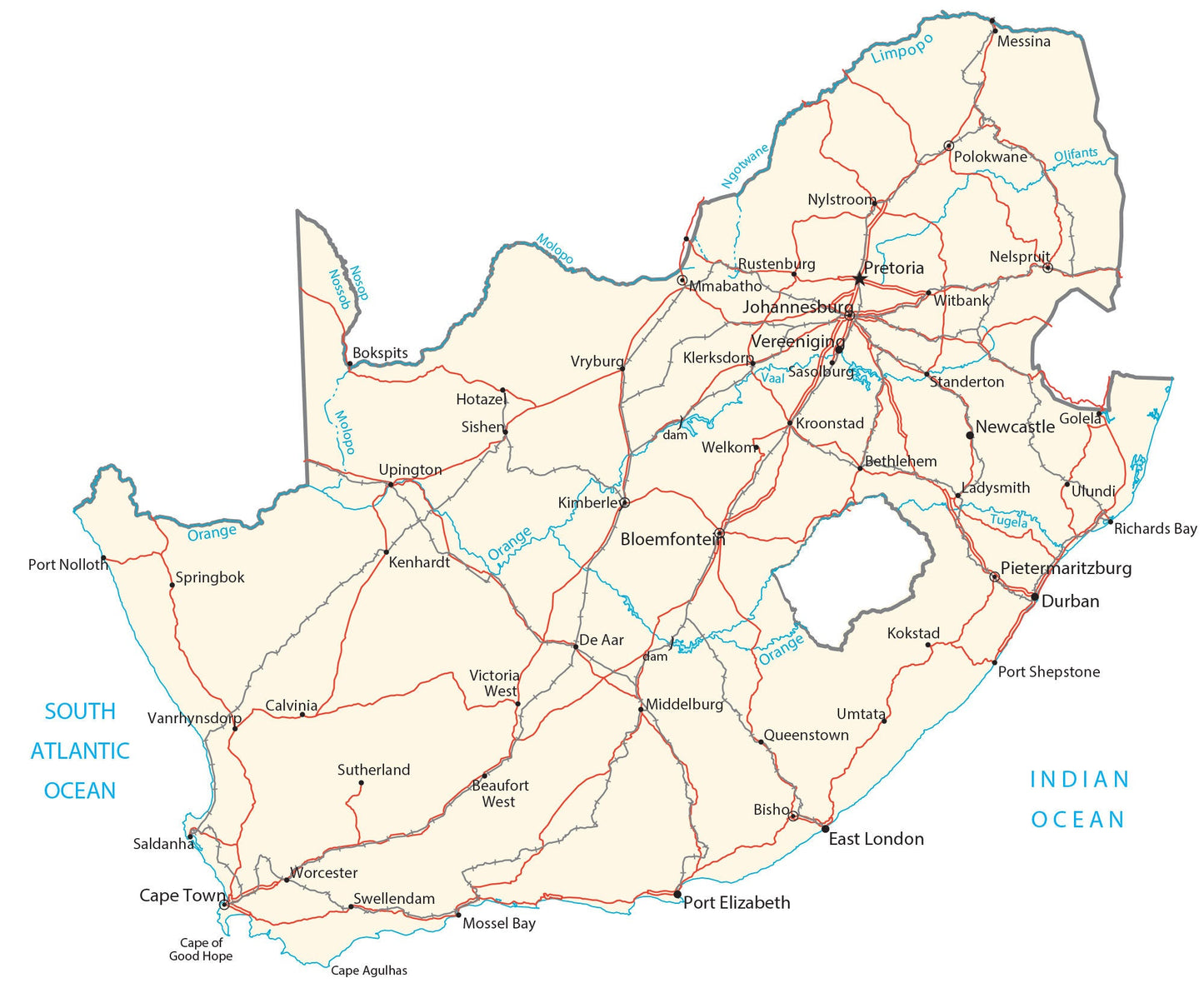 South Africa City Road Map Glossy Poster Picture Photo Print Banner  Booma Prints