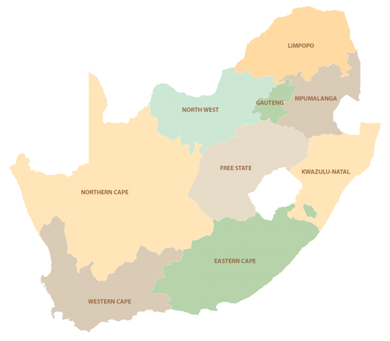 South Africa Regions Province Map Glossy Poster Picture Photo Print Banner  Booma Prints