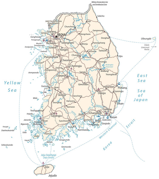 South Korea City Road Map Glossy Poster Picture Photo Print Banner  Booma Prints
