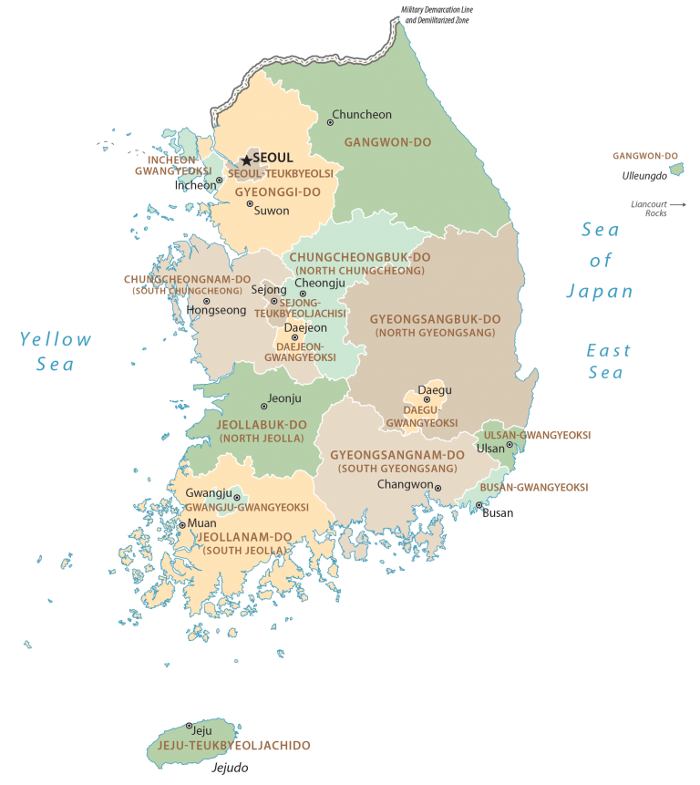 South Korea Province Map Glossy Poster Picture Photo Print Banner  Booma Prints