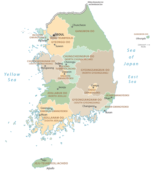 South Korea Province Map Glossy Poster Picture Photo Print Banner  Booma Prints