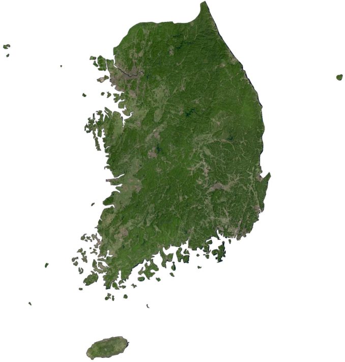 South Korea Satellite Map Glossy Poster Picture Photo Print Banner  Booma Prints