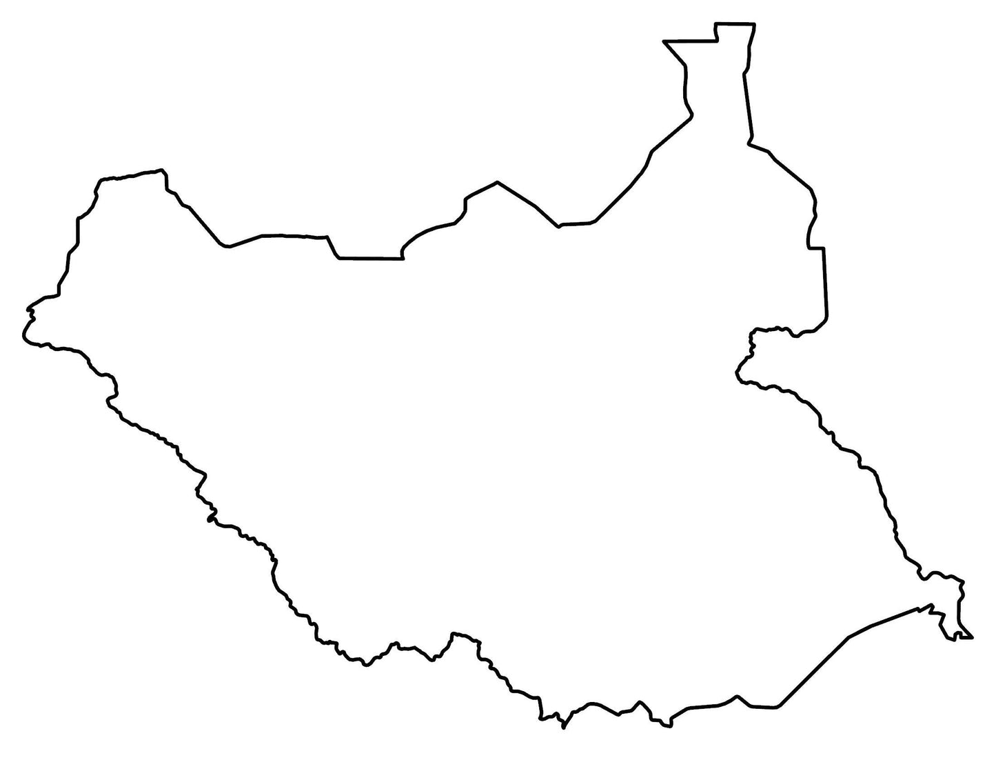 South Sudan Blank Outline Map Glossy Poster Picture Photo Print Banner  Booma Prints
