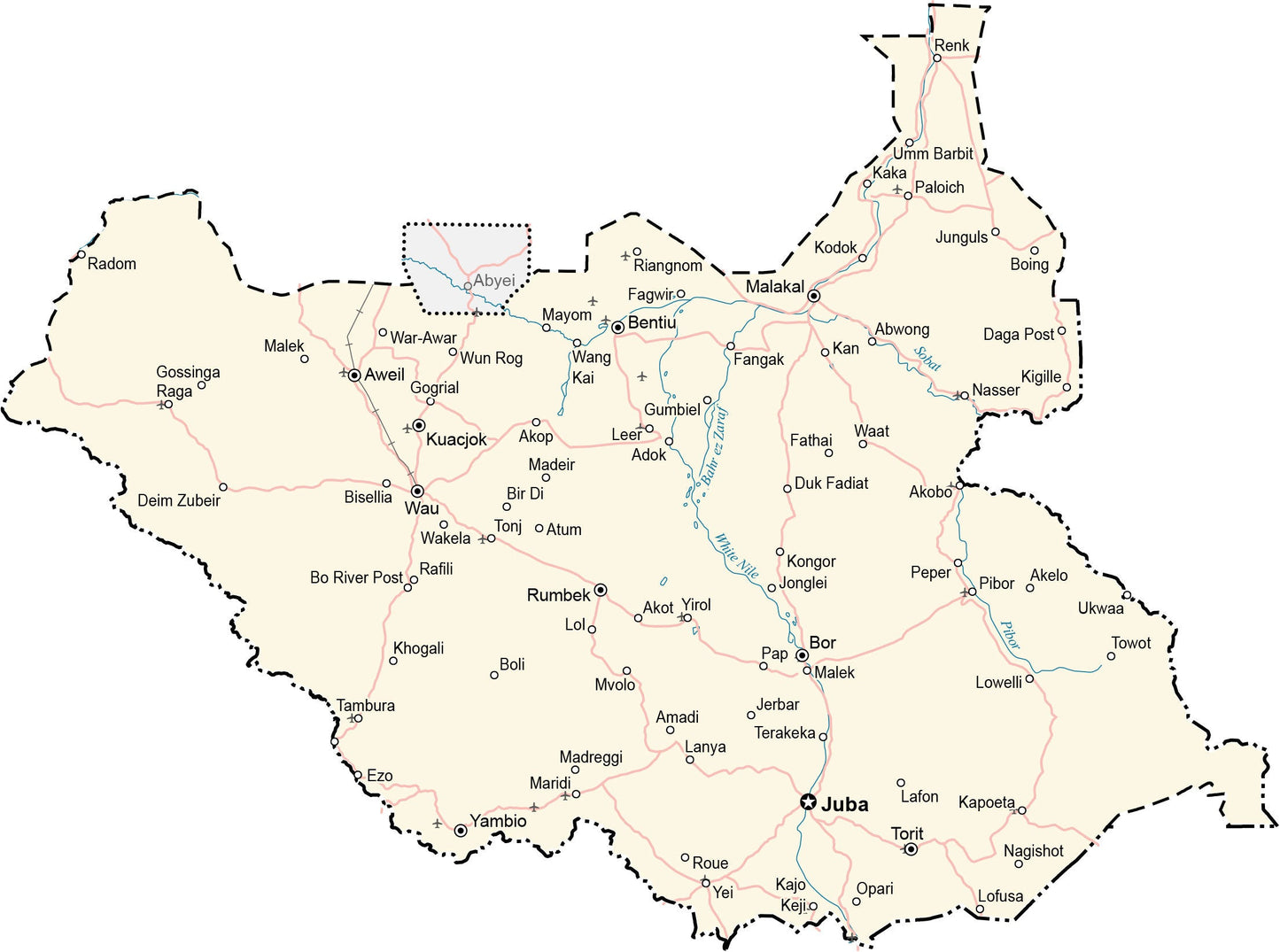 South Sudan City Road Map Glossy Poster Picture Photo Print Banner  Booma Prints