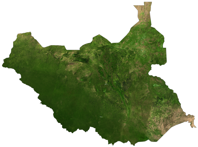South Sudan Satellite Map Glossy Poster Picture Photo Print Banner  Booma Prints