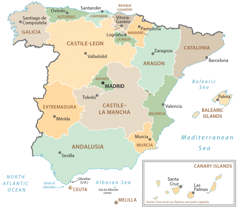 Spain Administrative Province Map Glossy Poster Picture Photo Print Banner  Booma Prints