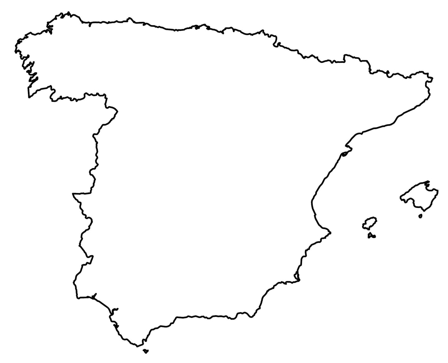 Spain Blank Outline Map Glossy Poster Picture Photo Print Banner  Booma Prints