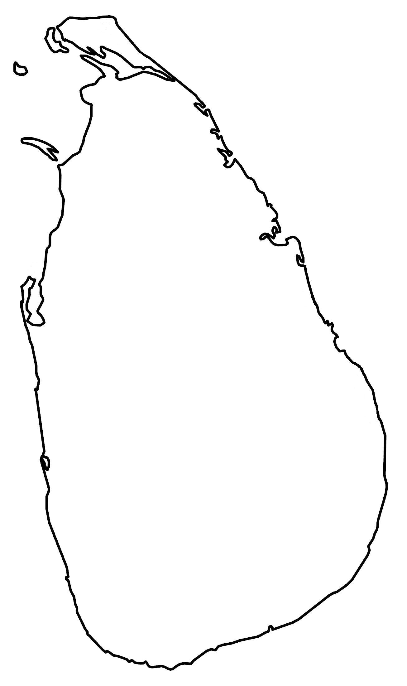 Sri Lanka Blank Outline Map Glossy Poster Picture Photo Print Banner  Booma Prints