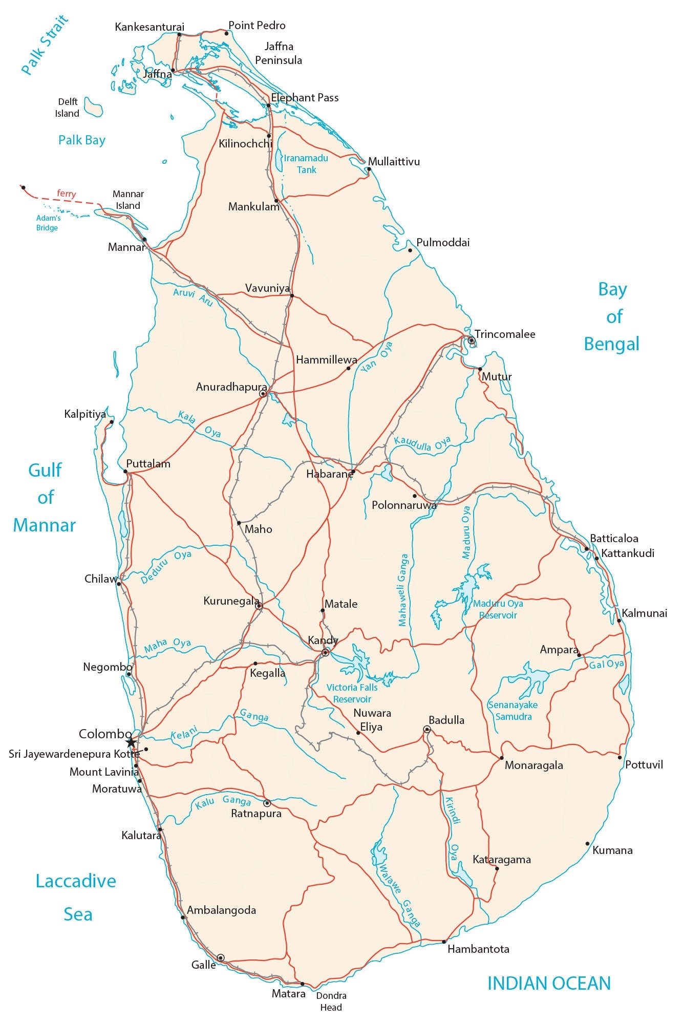 Sri Lanka City Road Map Glossy Poster Picture Photo Print Banner  Booma Prints