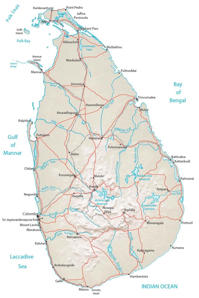 Sri Lanka Physical Map Glossy Poster Picture Photo Print Banner  Booma Prints