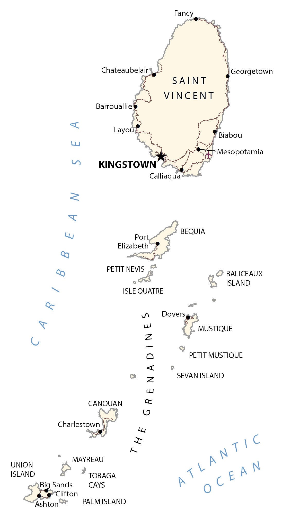 St Vincent And Grenadines City Map Poster Picture Photo Print Banner  Booma Prints