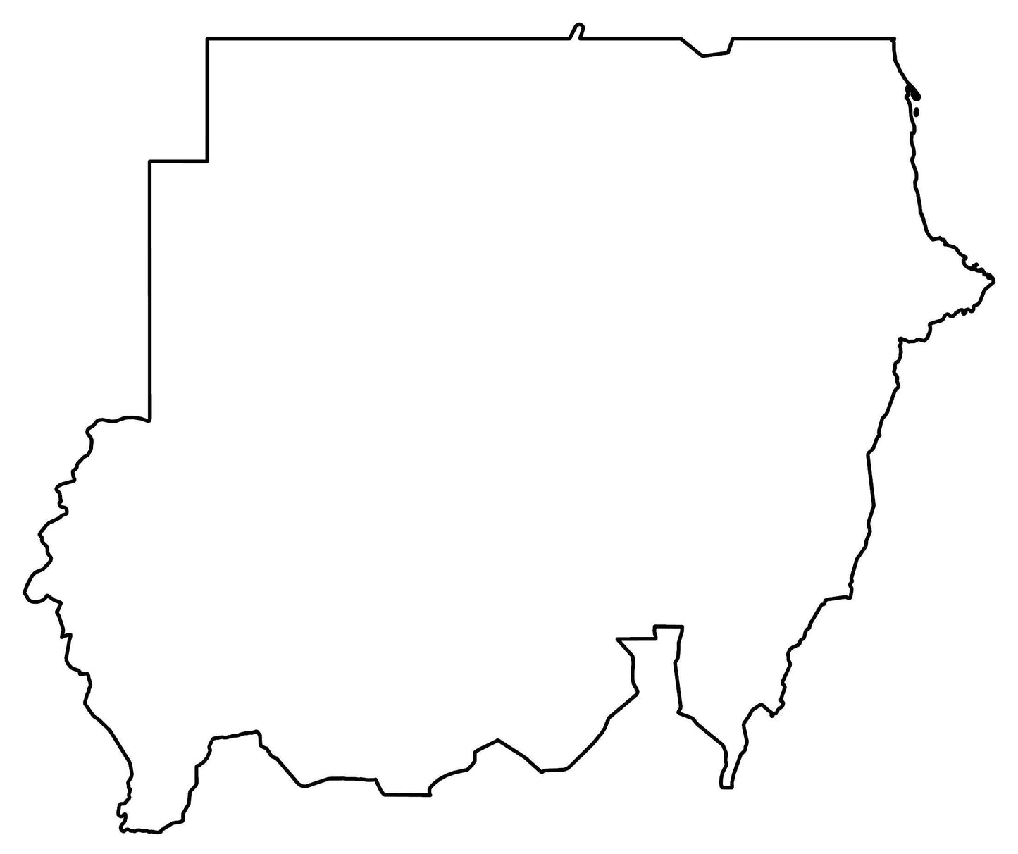 Sudan Blank Outline Map Glossy Poster Picture Photo Print Banner  Booma Prints