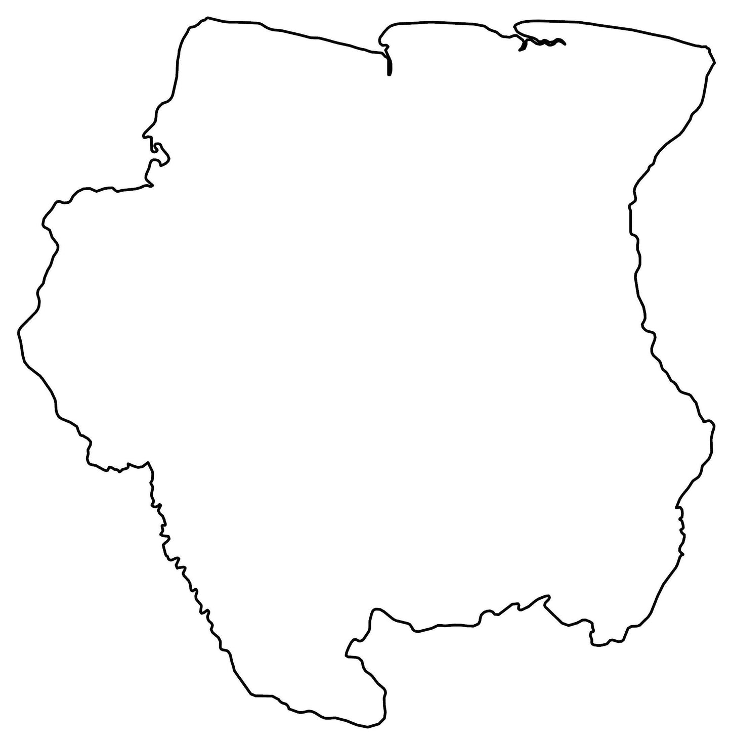 Suriname Blank Outline Map Glossy Poster Picture Photo Print Banner  Booma Prints