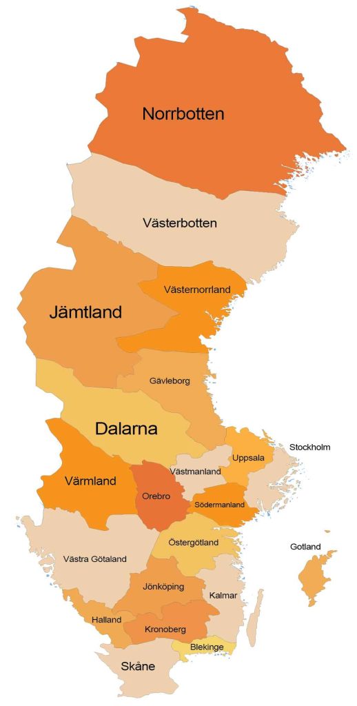 Sweden Counties Province Map Glossy Poster Picture Photo Print Banner  Booma Prints