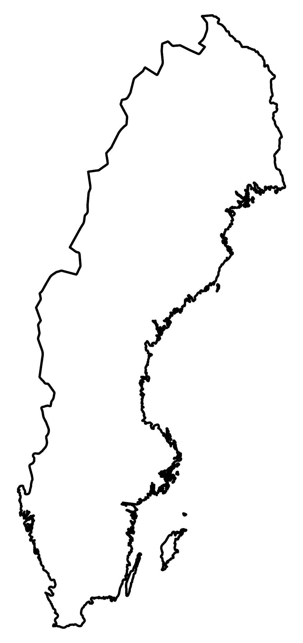 Sweden Blank Outline Map Glossy Poster Picture Photo Print Banner  Booma Prints