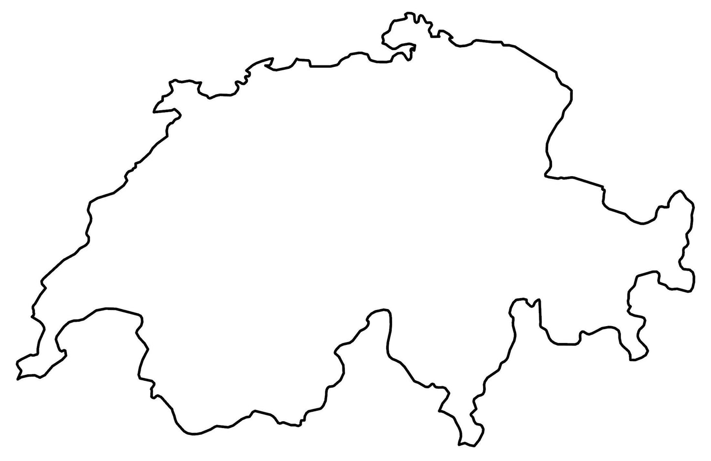 Switzerland Blank Outline Map Glossy Poster Picture Photo Print Banner  Booma Prints