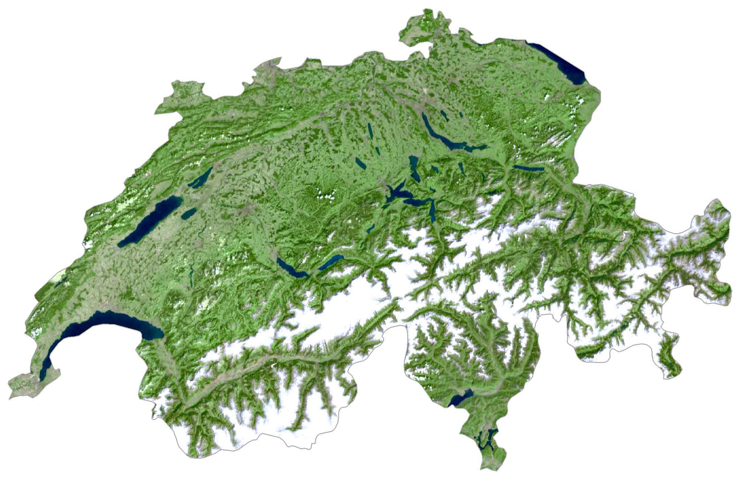 Switzerland Satellite Map Glossy Poster Picture Photo Print Banner  Booma Prints