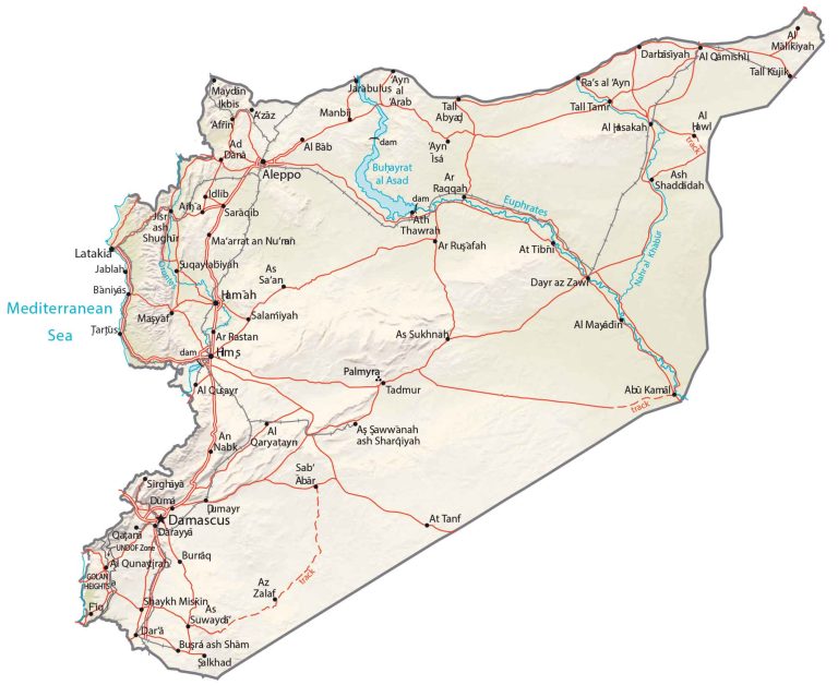 Syria Physical Map Glossy Poster Picture Photo Print Banner  Booma Prints