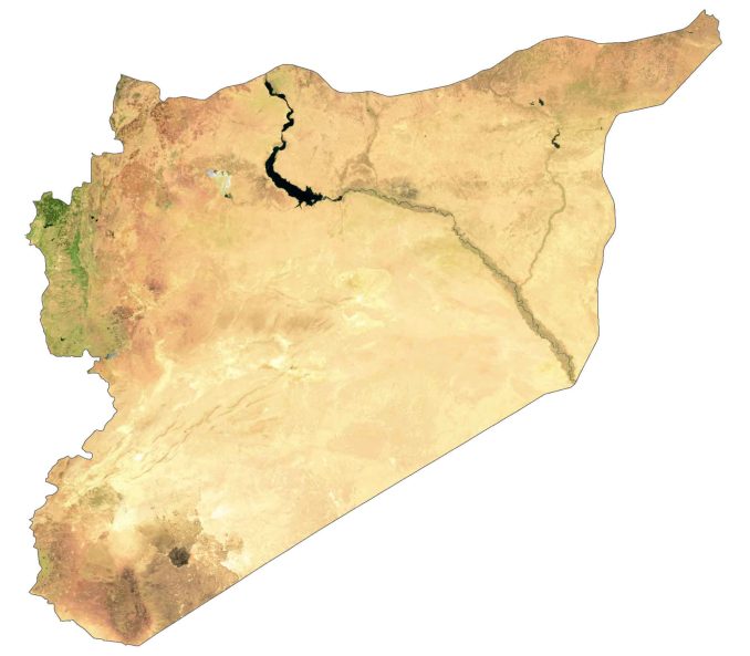 Syria Satellite Map Glossy Poster Picture Photo Print Banner  Booma Prints