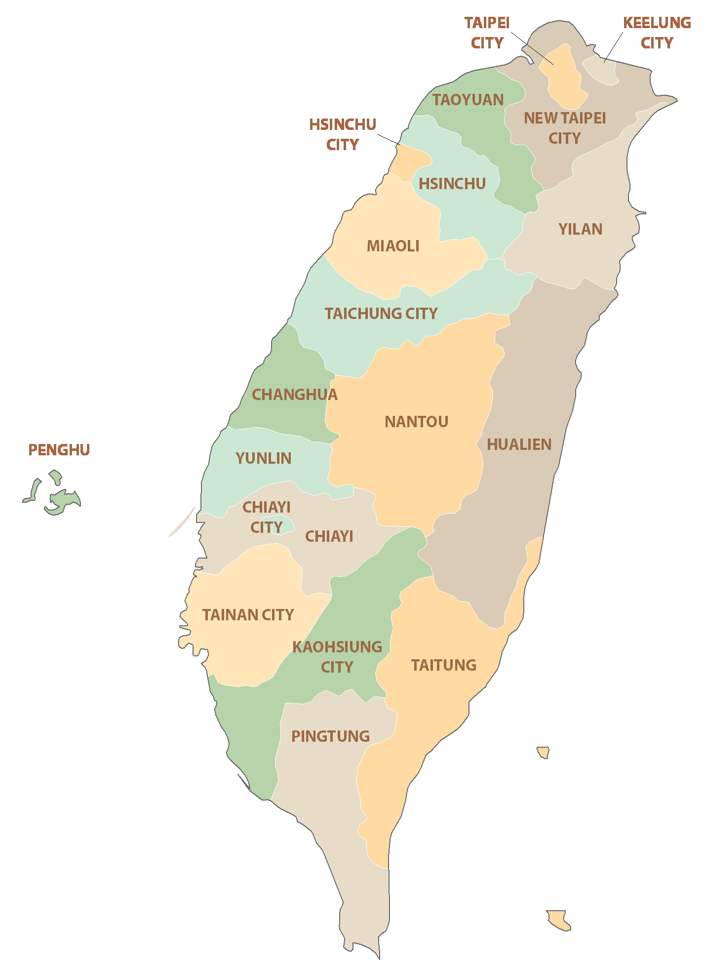 Taiwan Adminstration Province Map Glossy Poster Picture Photo Print Banner  Booma Prints