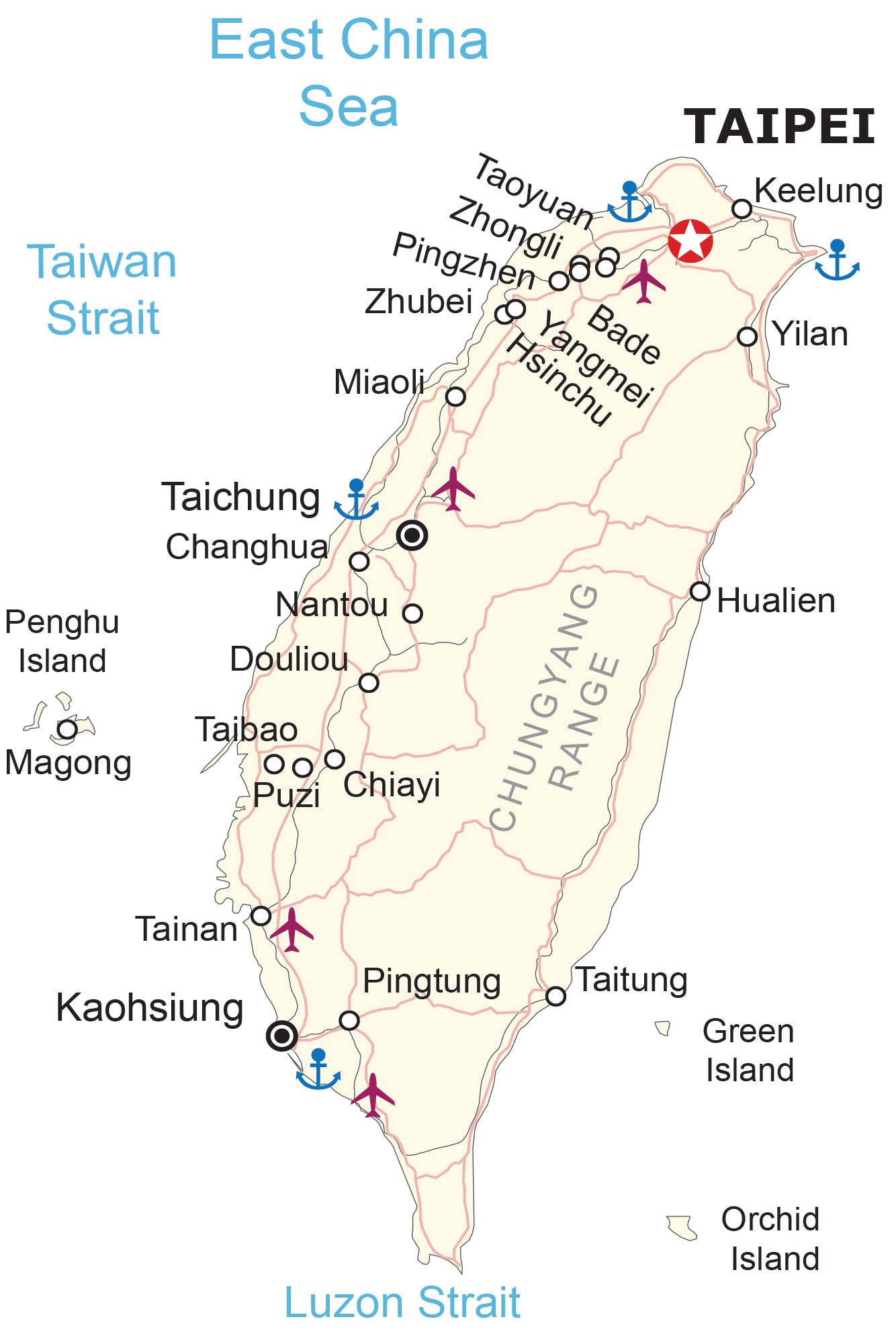 Taiwan City Road Map Glossy Poster Picture Photo Print Banner  Booma Prints