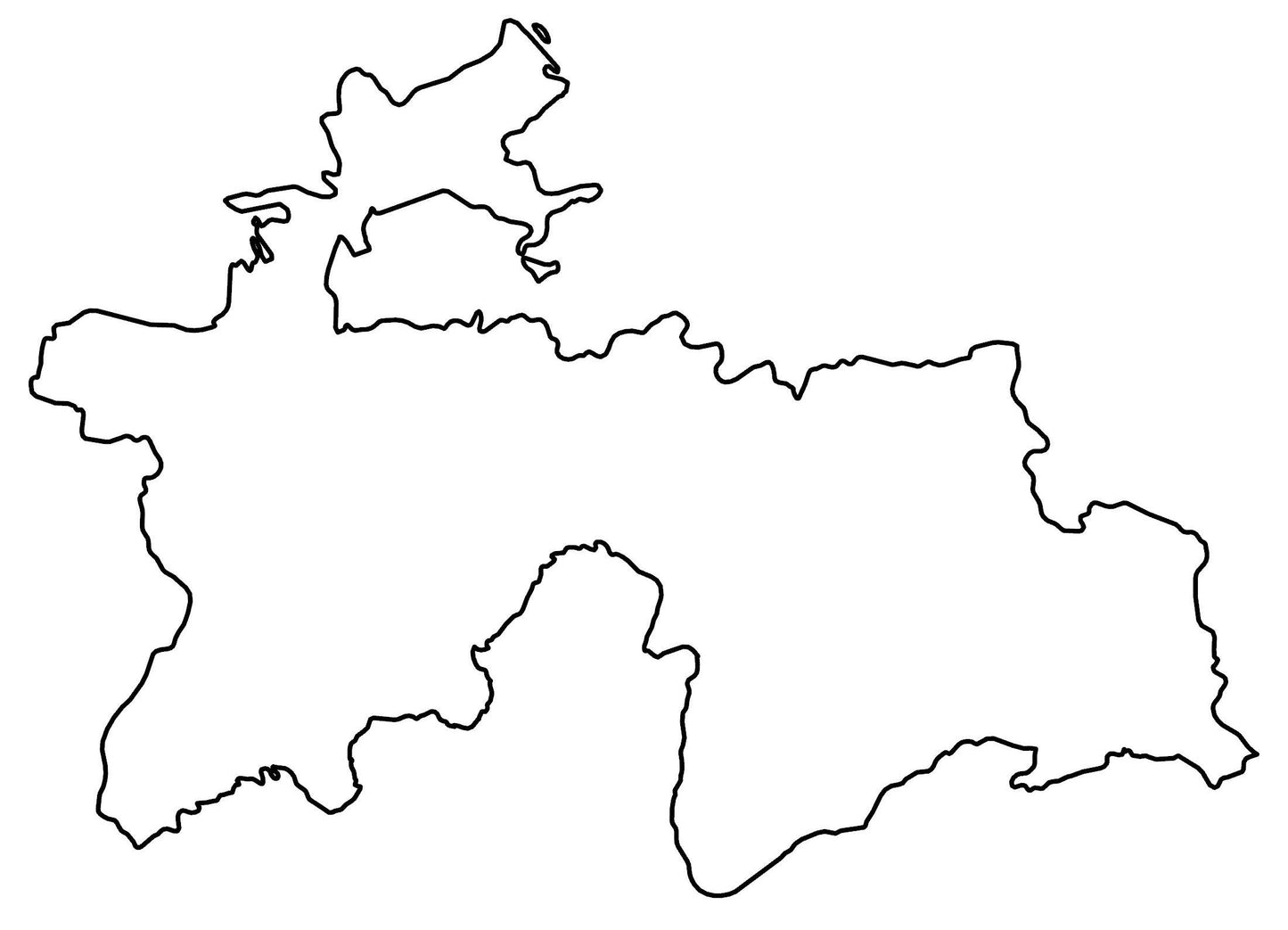 Tajikistan Blank Outline Map Glossy Poster Picture Photo Print Banner  Booma Prints