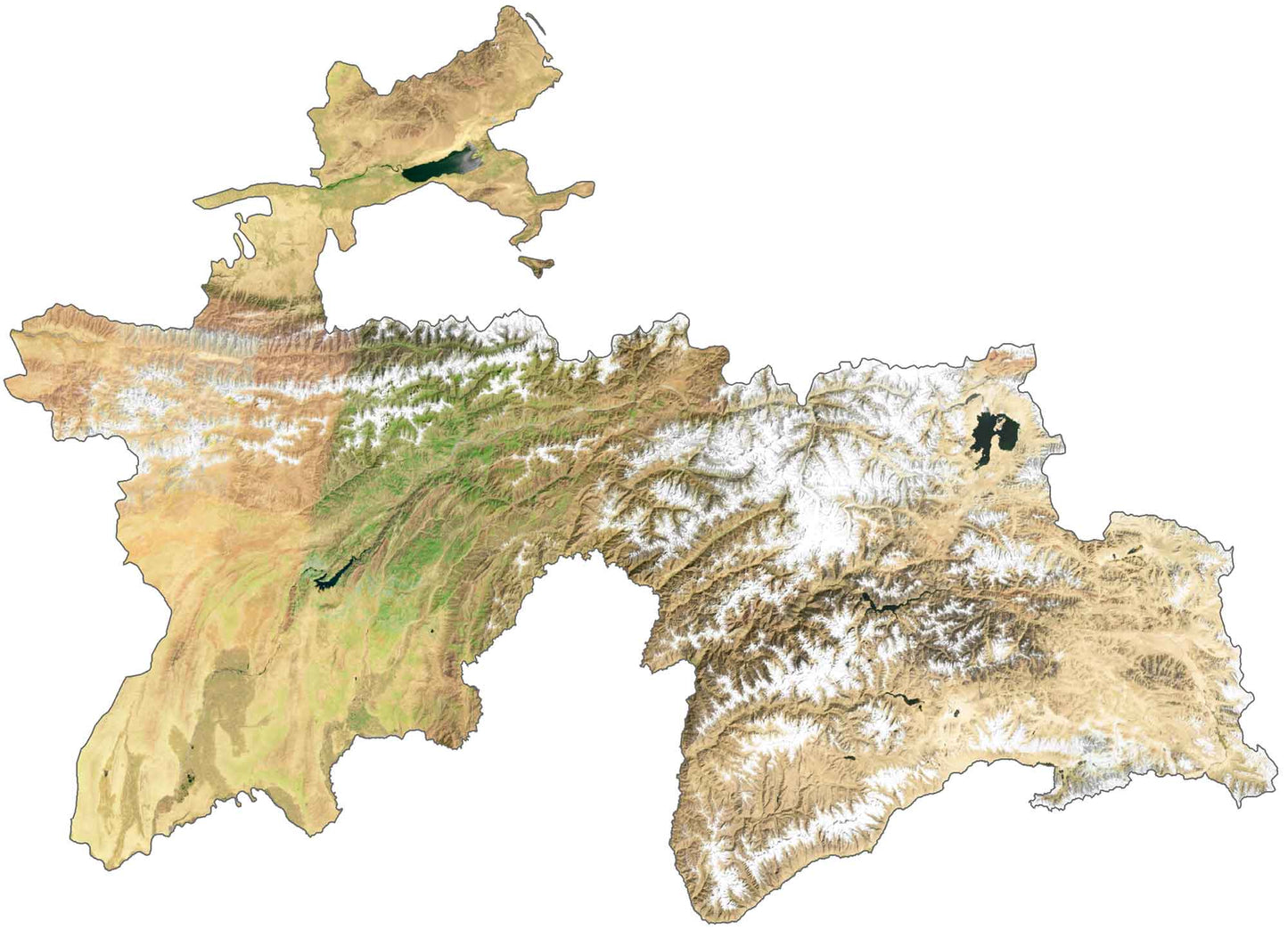 Tajikistan Satellite Map Glossy Poster Picture Photo Print Banner  Booma Prints