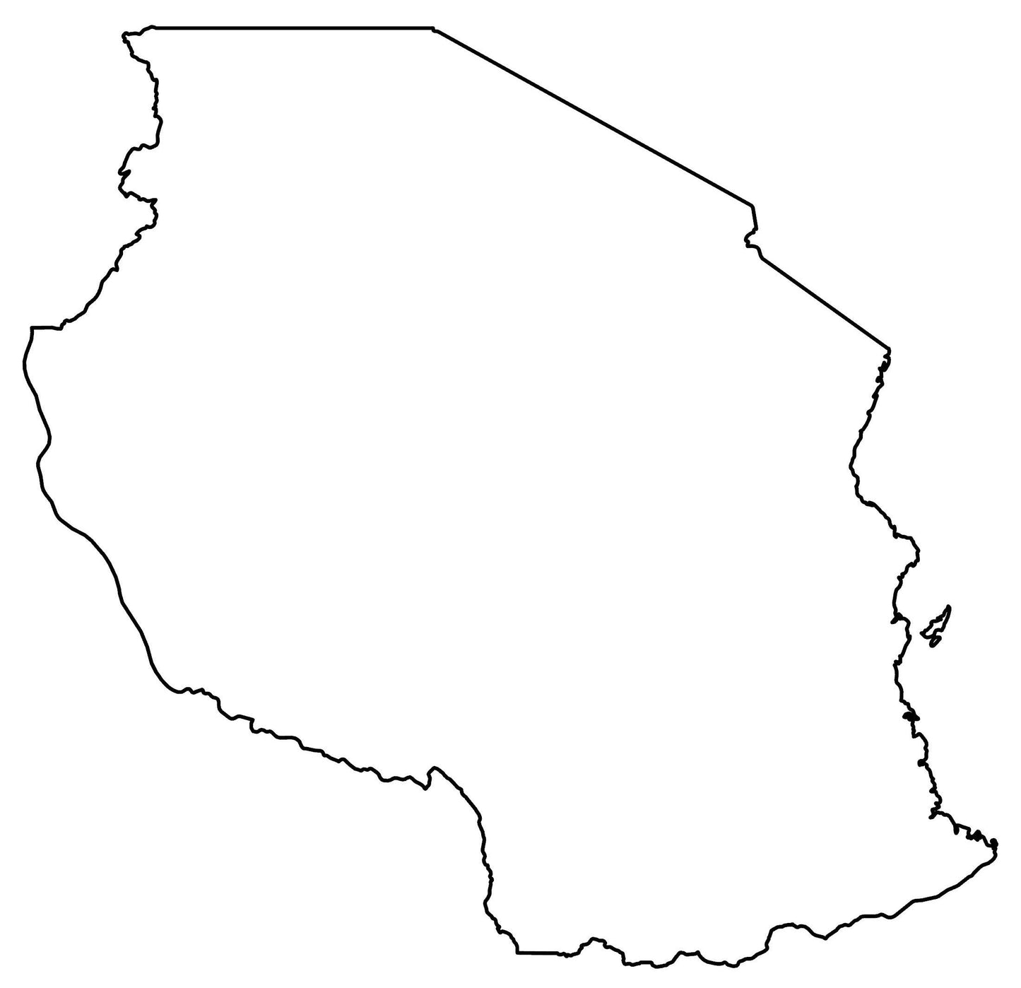 Tanzania Blank Outline Map Glossy Poster Picture Photo Print Banner  Booma Prints