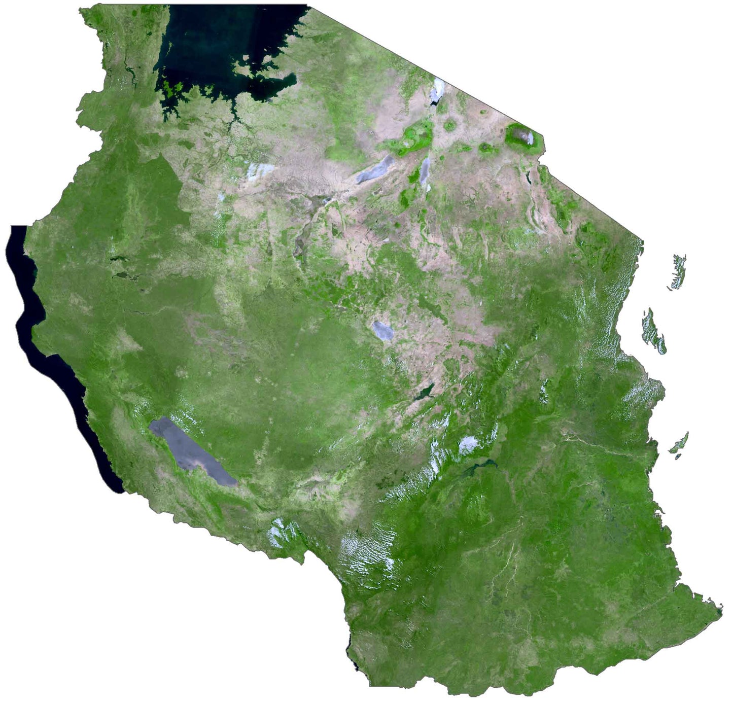 Tanzania Satellite Map Glossy Poster Picture Photo Print Banner  Booma Prints