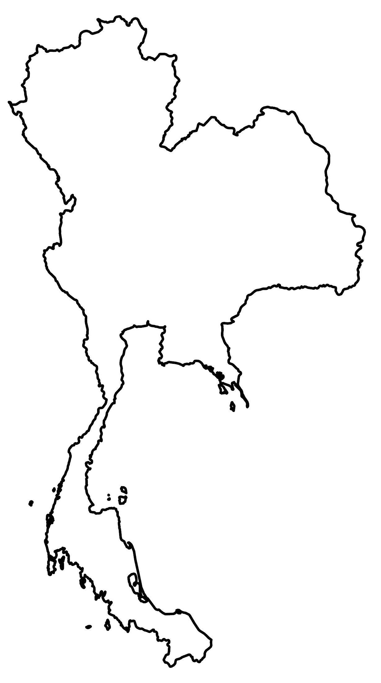 Thailand Blank Outline Map Glossy Poster Picture Photo Print Banner  Booma Prints