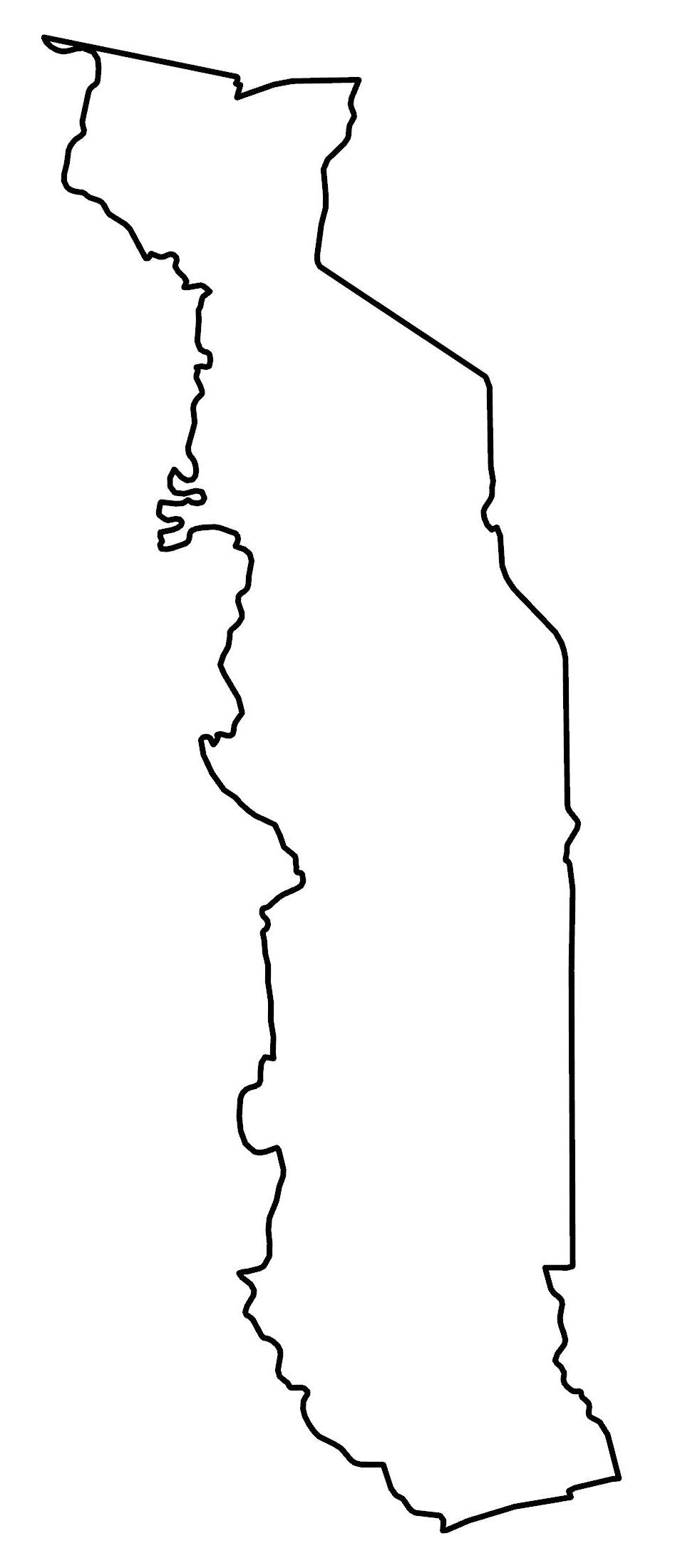 Togo Blank Outline Map Glossy Poster Picture Photo Print Banner  Booma Prints
