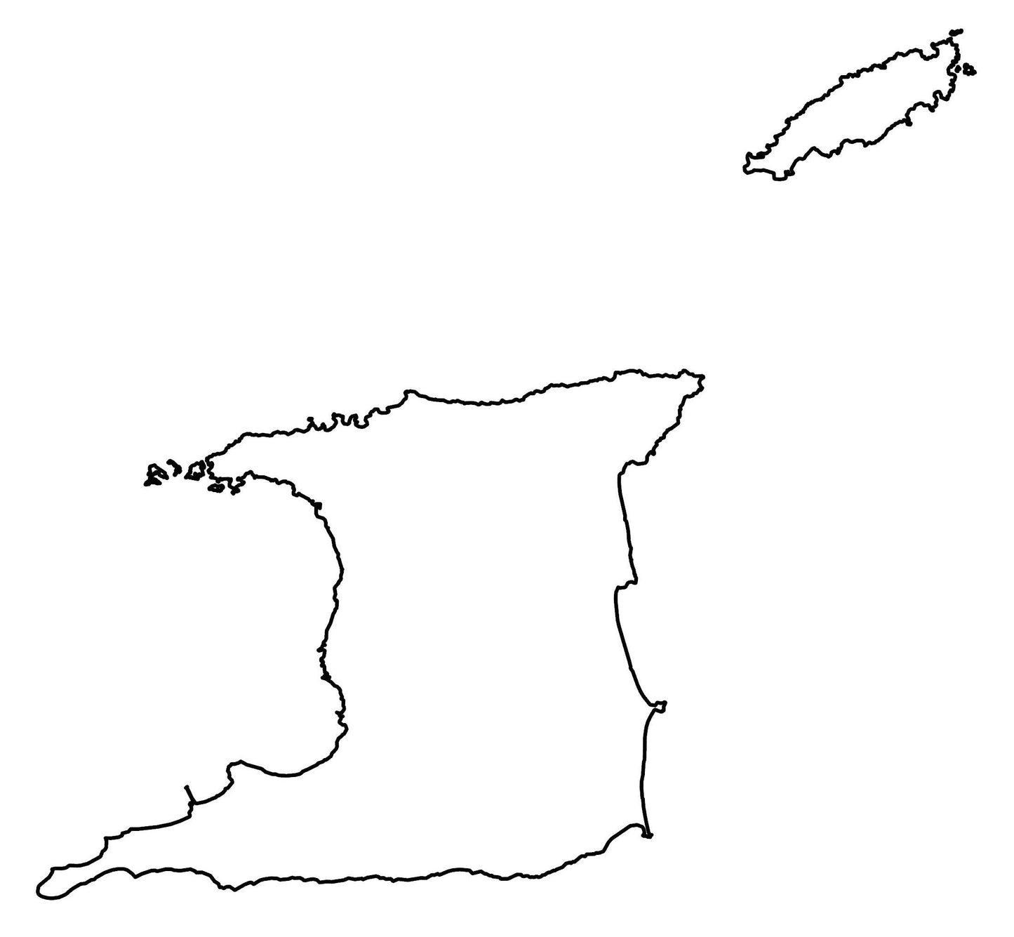 Trinidad And Tobago Blank Outline Map Poster Picture Photo Print Banner  Booma Prints
