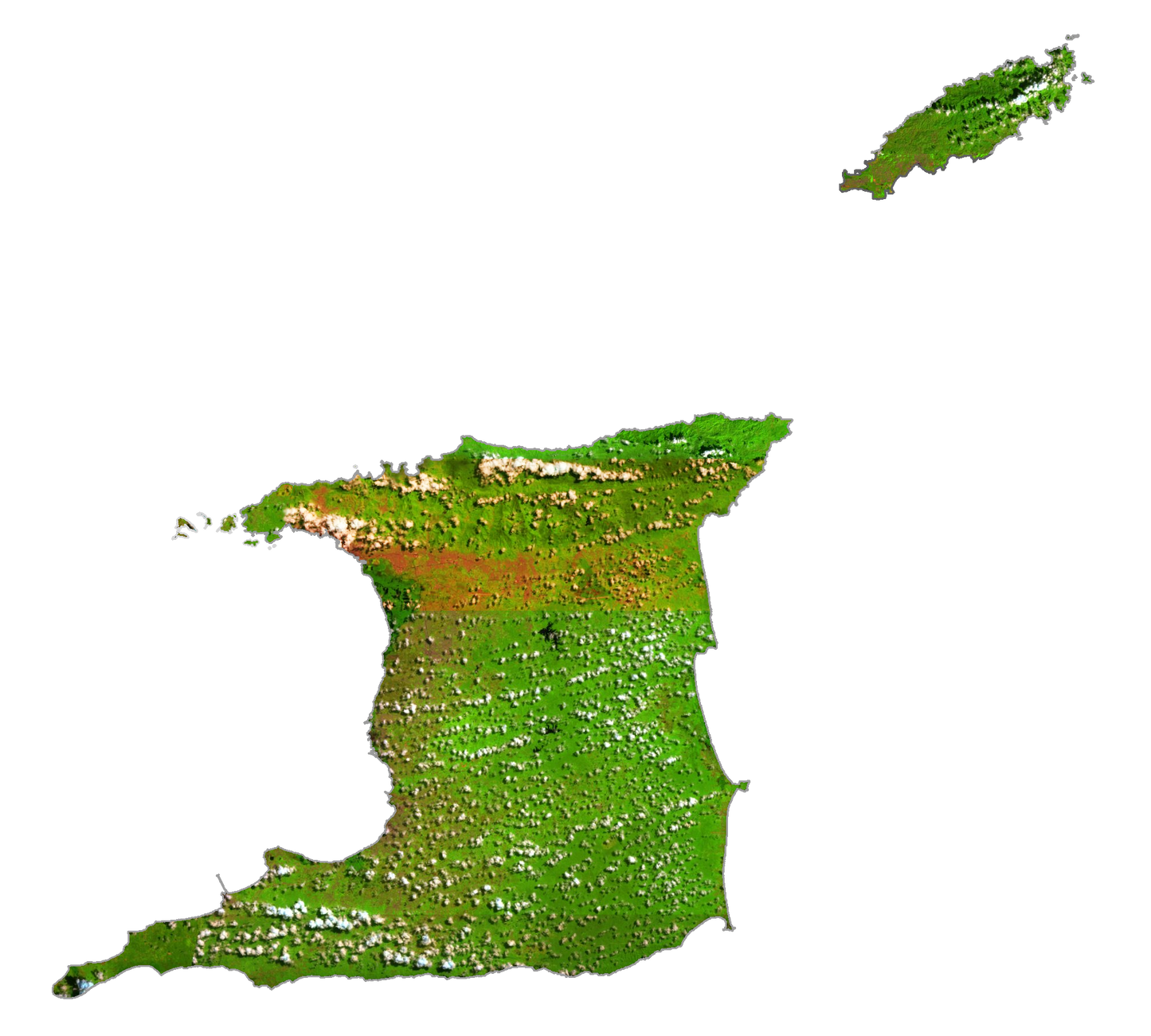 Trinidad And Tobago Satellite Map Glossy Poster Picture Photo Print Banner  Booma Prints