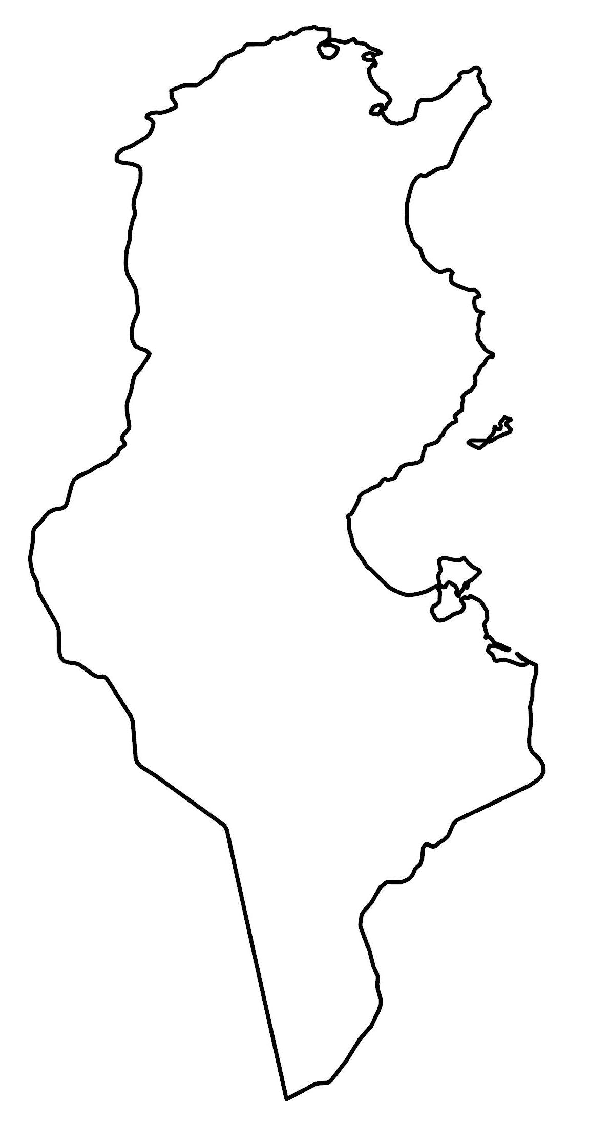 Tunisia Blank Outline Map Glossy Poster Picture Photo Print Banner  Booma Prints