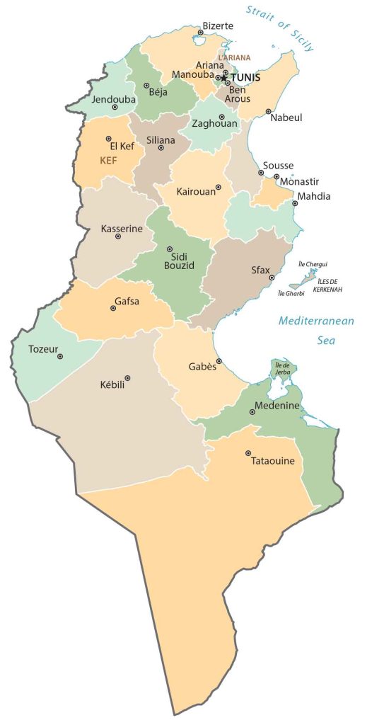 Tunisia Governate Province Map Glossy Poster Picture Photo Print Banner  Booma Prints