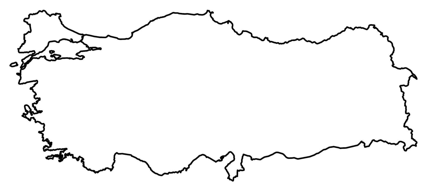 Turkey Turkiye Blank Outline Map Glossy Poster Picture Photo Print Banner  Booma Prints