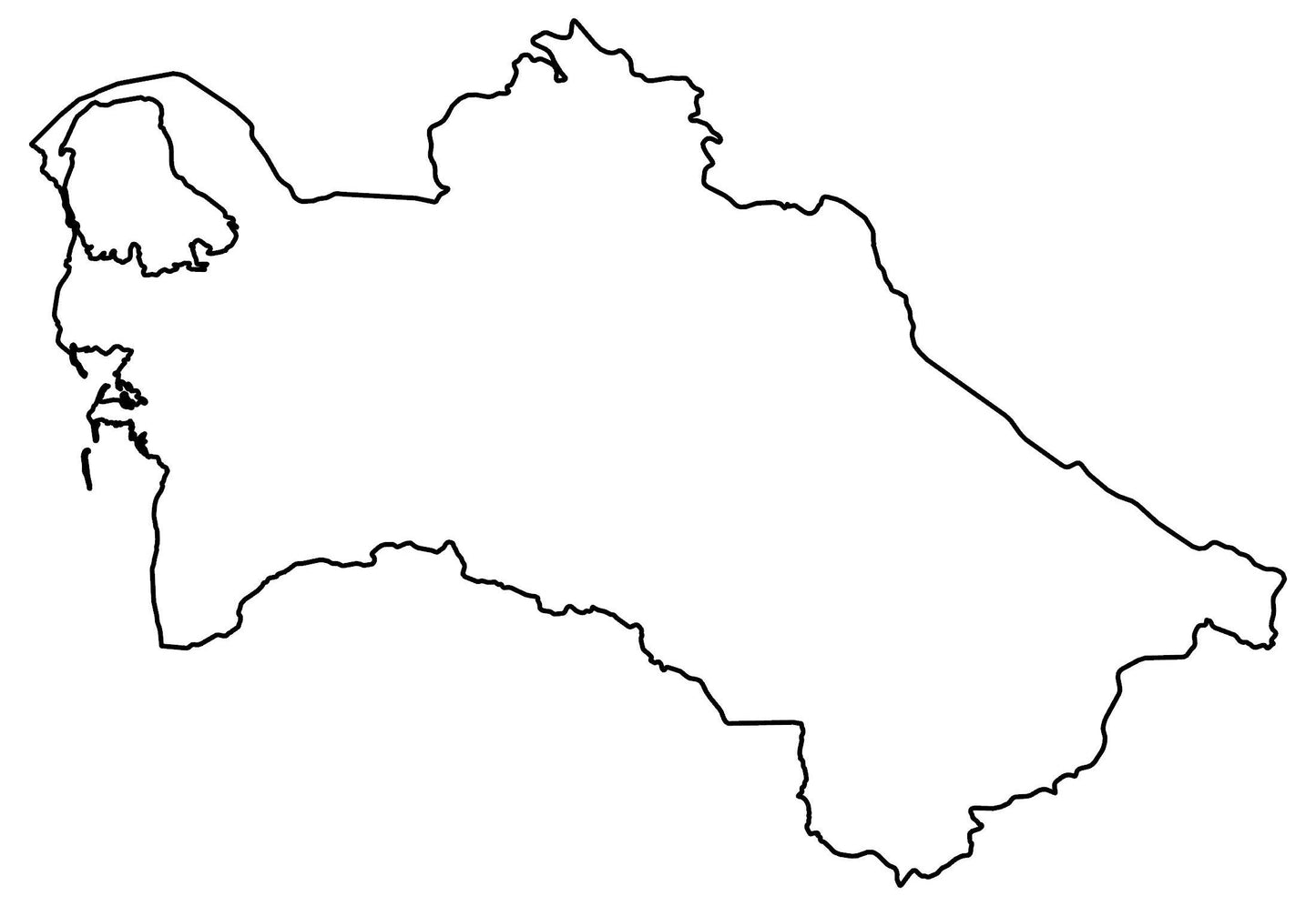 Turkmenistan Blank Outline Map Glossy Poster Picture Photo Print Banner  Booma Prints