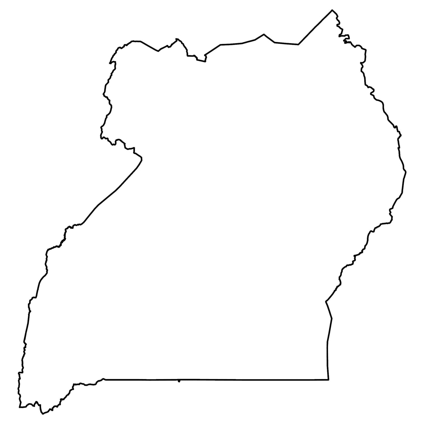 Uganda Blank Outline Map Glossy Poster Picture Photo Print Banner  Booma Prints