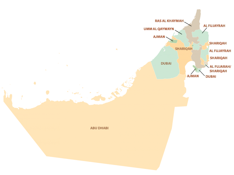 United Arab Emirates Uae Provinces Map Poster Picture Photo Print Banner  Booma Prints