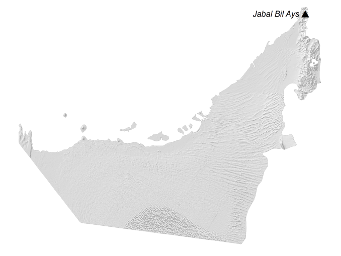 United Arab Emirates Uae Elevation Map Poster Picture Photo Print Banner  Booma Prints