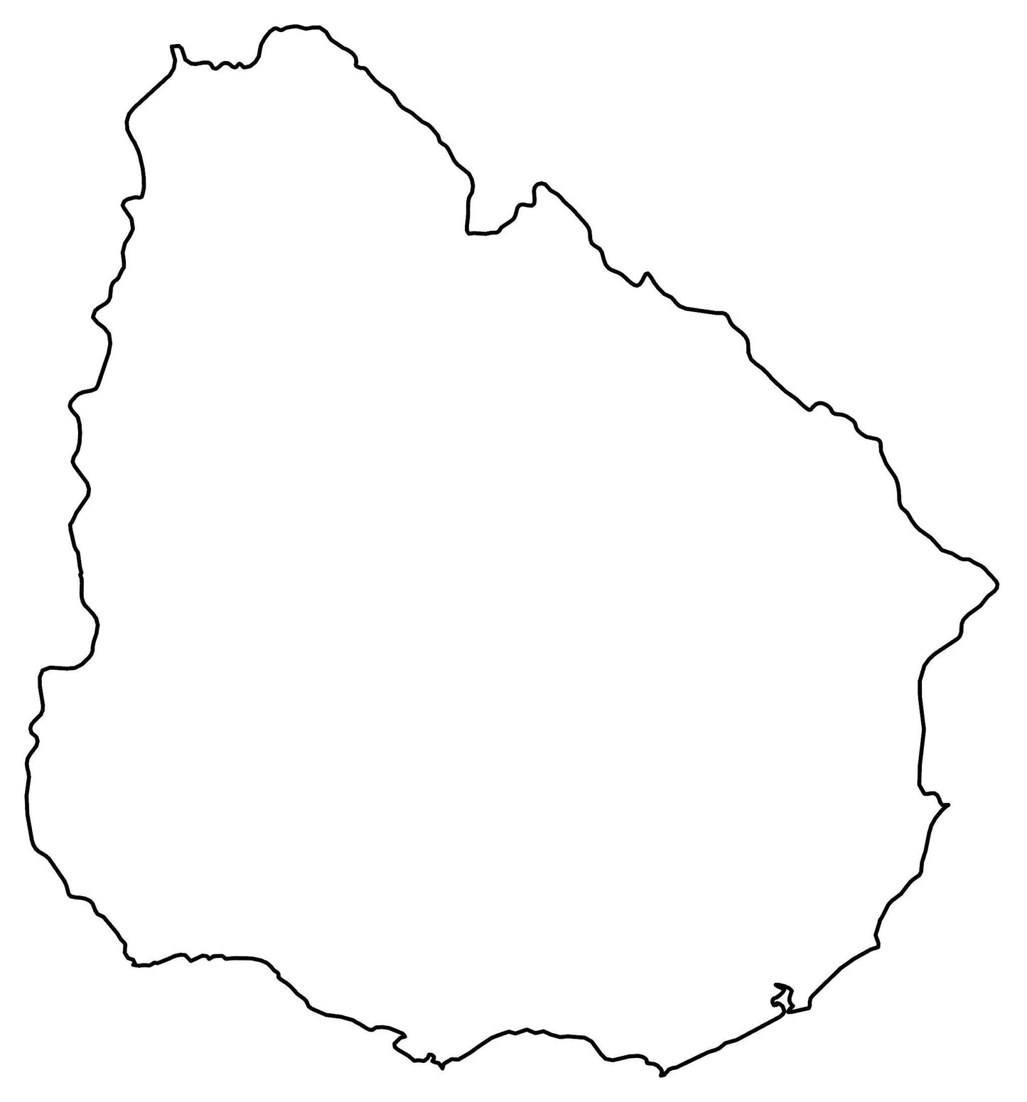 Uruguay Blank Outline Map Glossy Poster Picture Photo Print Banner  Booma Prints