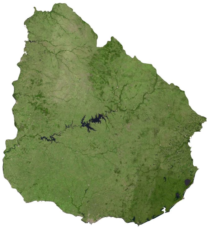 Uruguay Satellite Map Glossy Poster Picture Photo Print Banner  Booma Prints