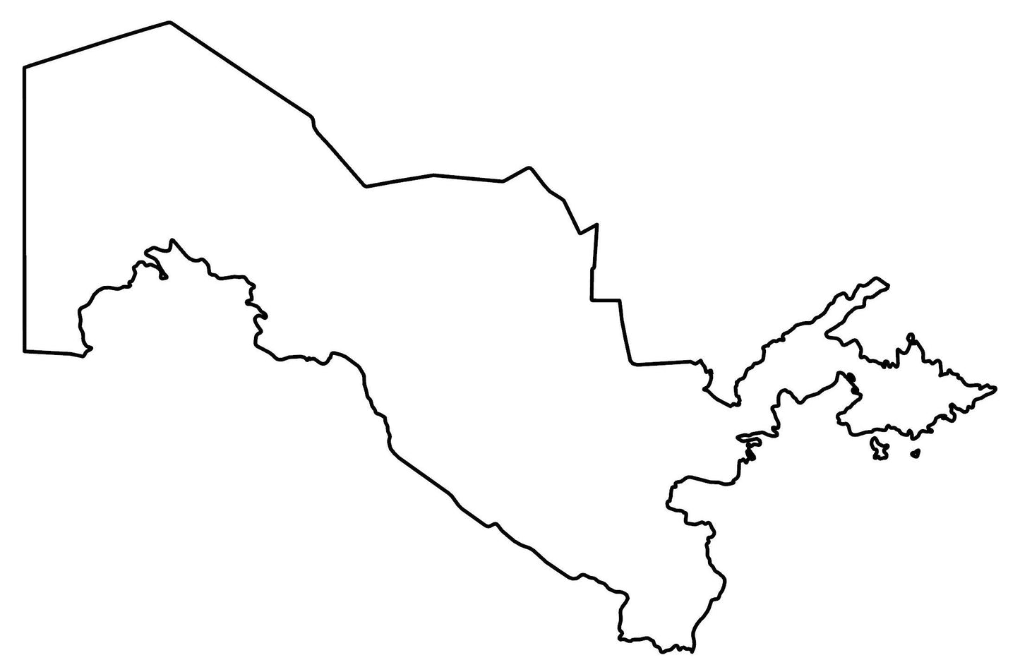 Uzbekistan Blank Outline Map Glossy Poster Picture Photo Print Banner  Booma Prints