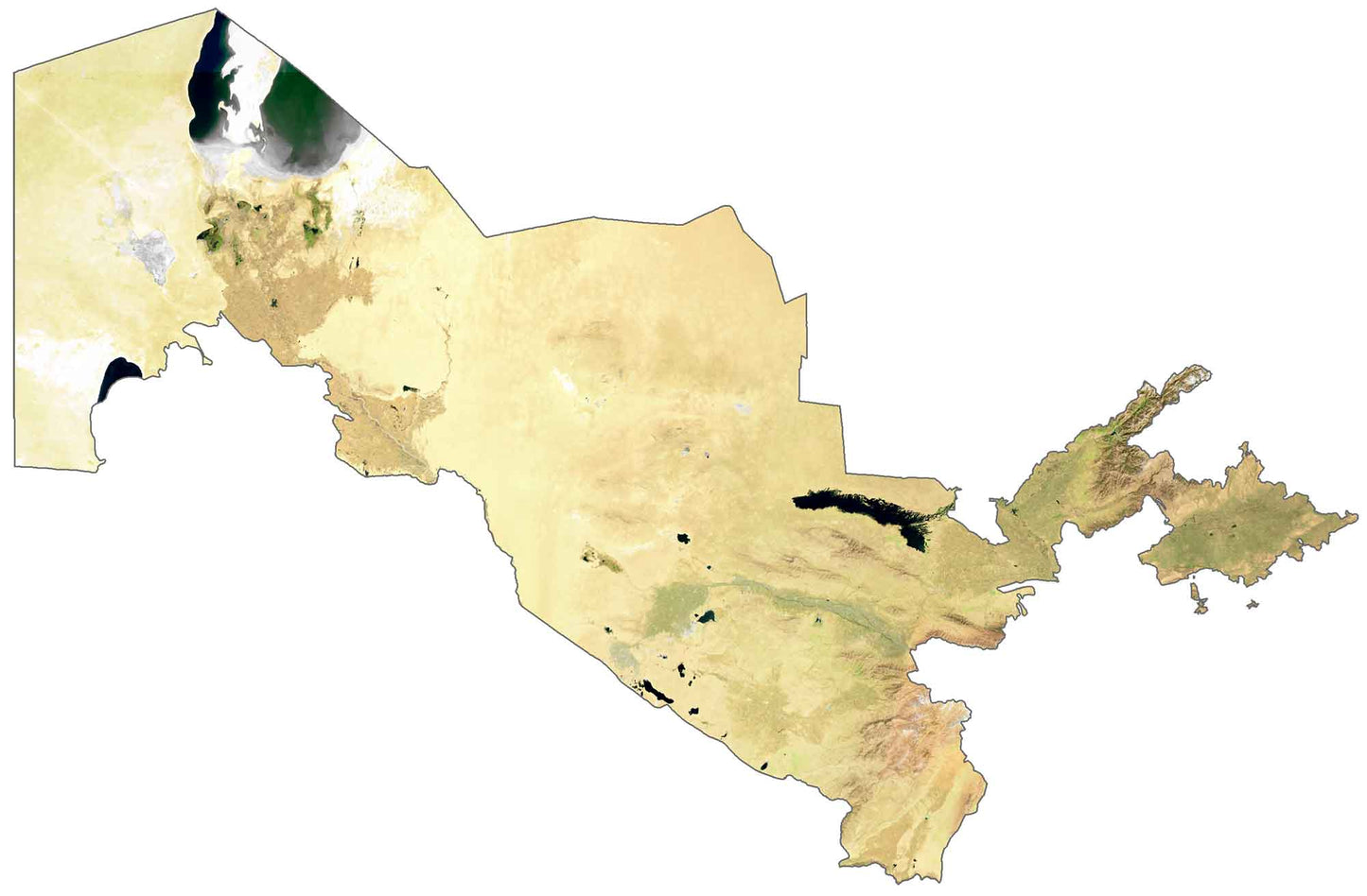 Uzbekistan Satellite Map Glossy Poster Picture Photo Print Banner  Booma Prints