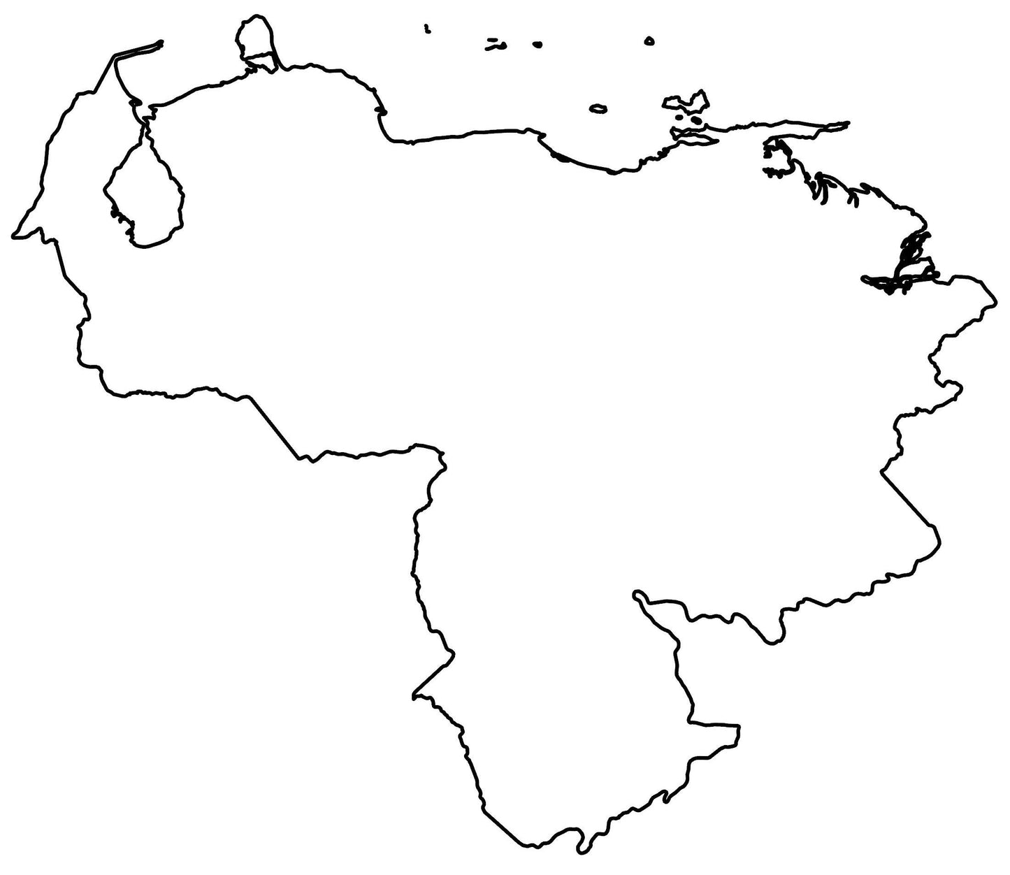 Venezuela Blank Outline Map Glossy Poster Picture Photo Print Banner  Booma Prints