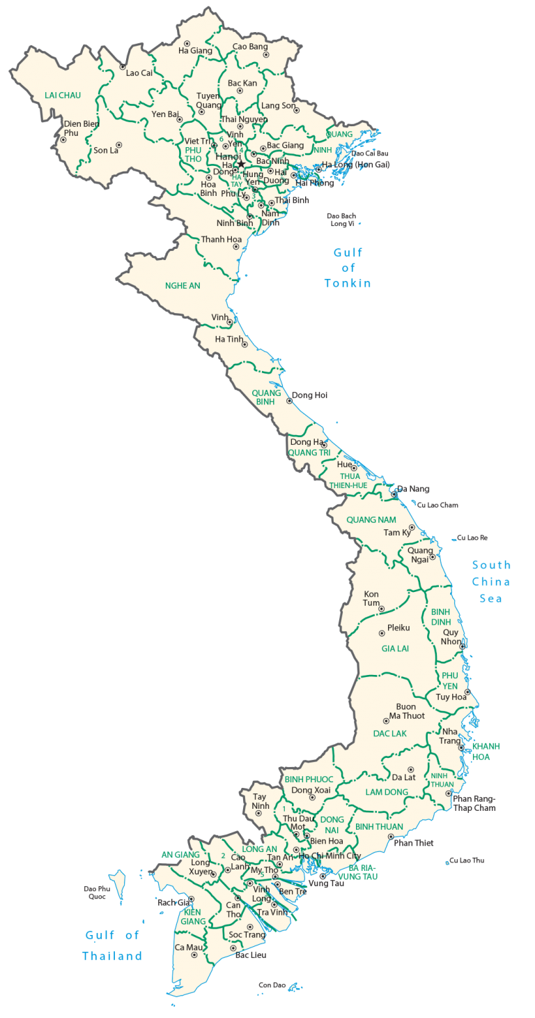 Vietnam Province Map Glossy Poster Picture Photo Print Banner  Booma Prints
