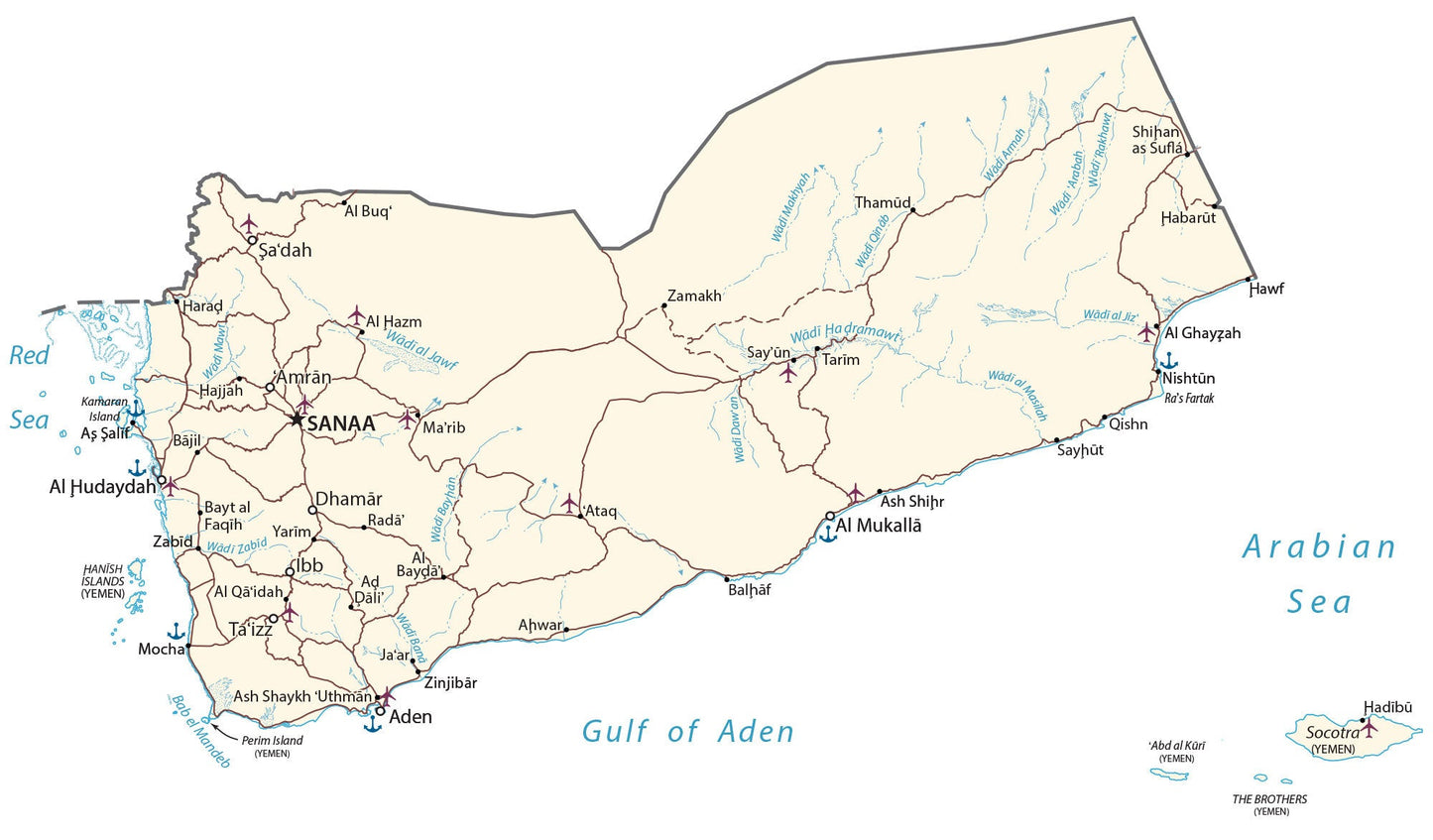 Yemen City Road Map Glossy Poster Picture Photo Print Banner  Booma Prints