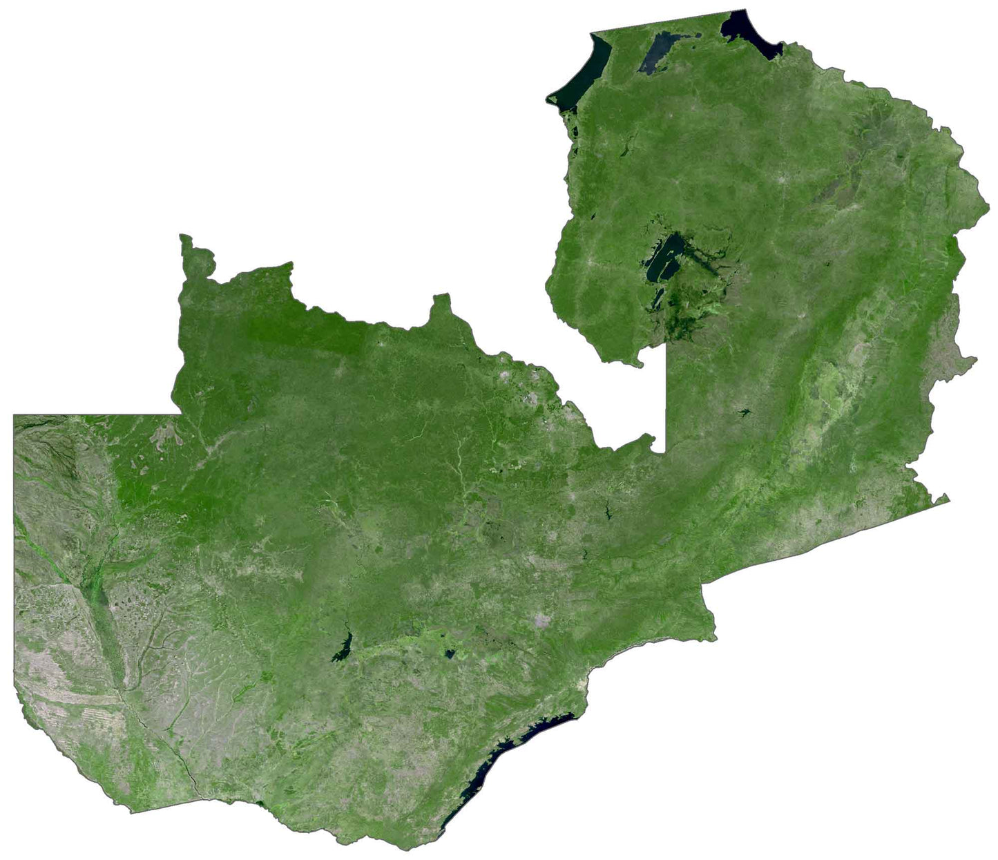 Zambia Satellite Map Glossy Poster Picture Photo Print Banner  Booma Prints