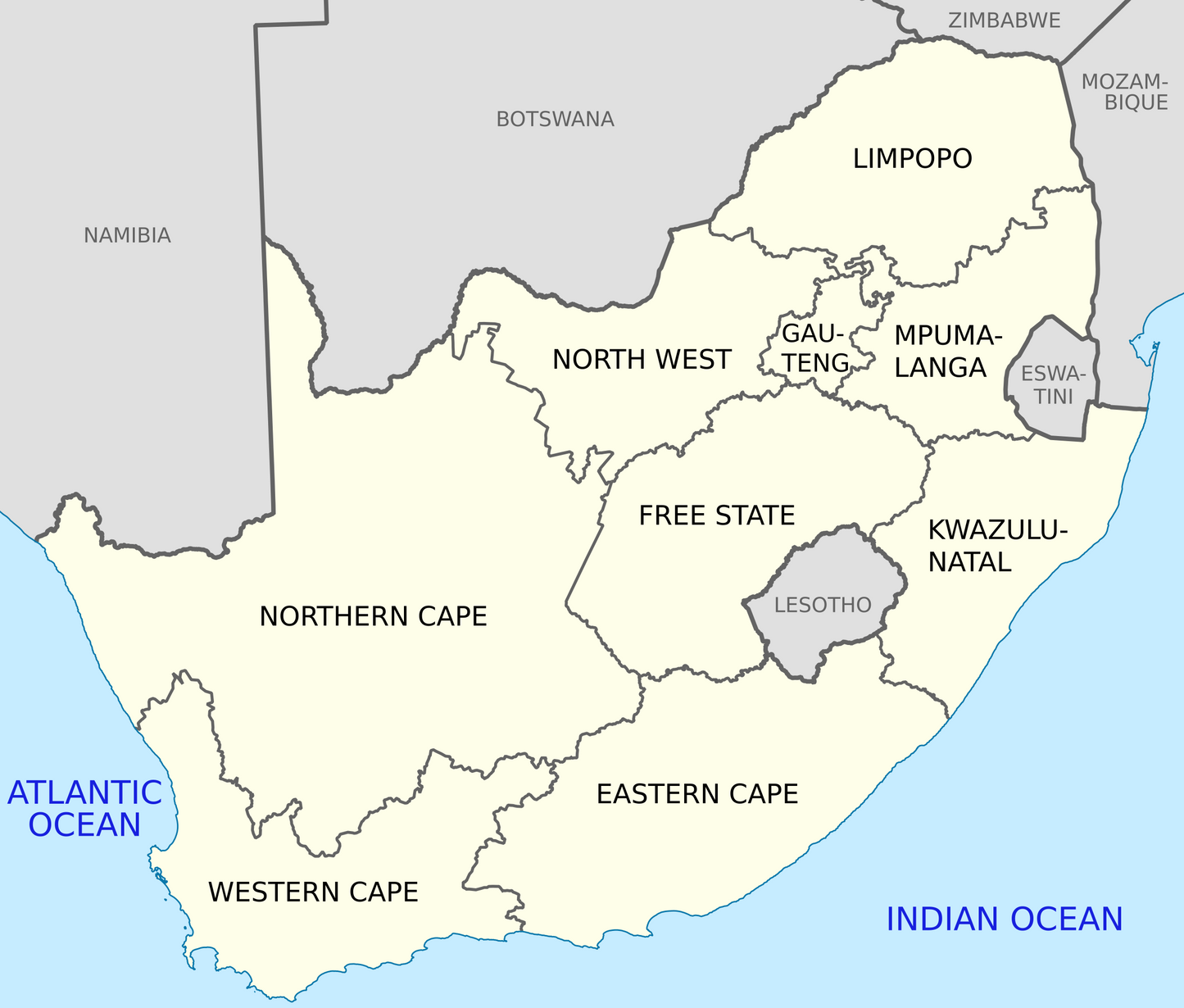 South Africa Map English Labels Glossy Poster Picture Photo Print Banner  Booma Prints